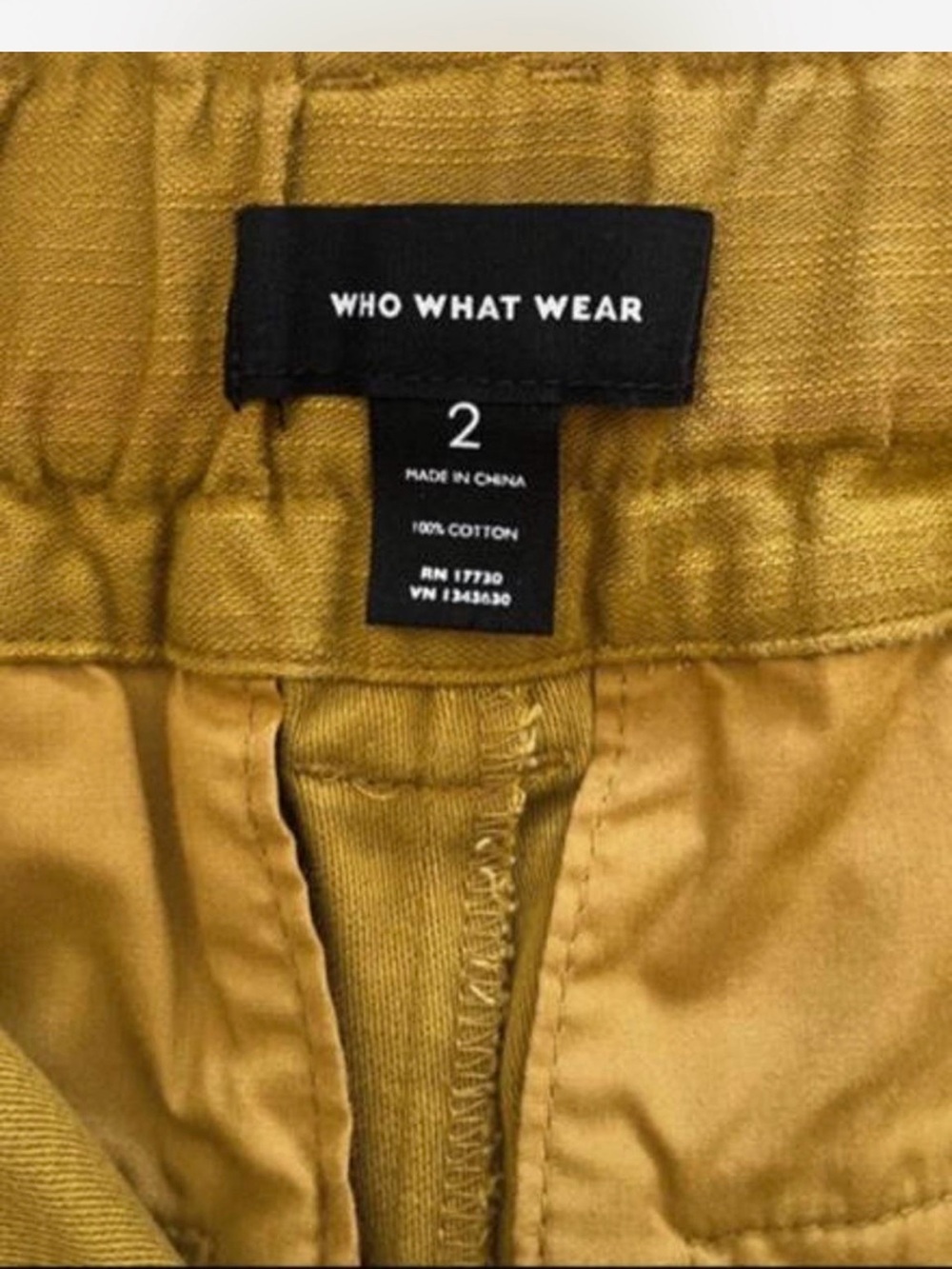Who What Wear Olive Marigold Paperbag Waist Cropped Pants - Picture 3 of 3